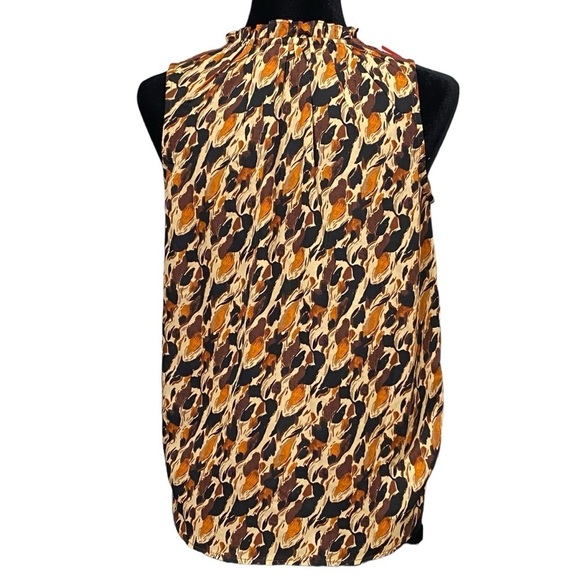 Bobeau Animal Print Keyhole Blouse Sleeveless Boho Lace Detail Top XS - Picture 5 of 9